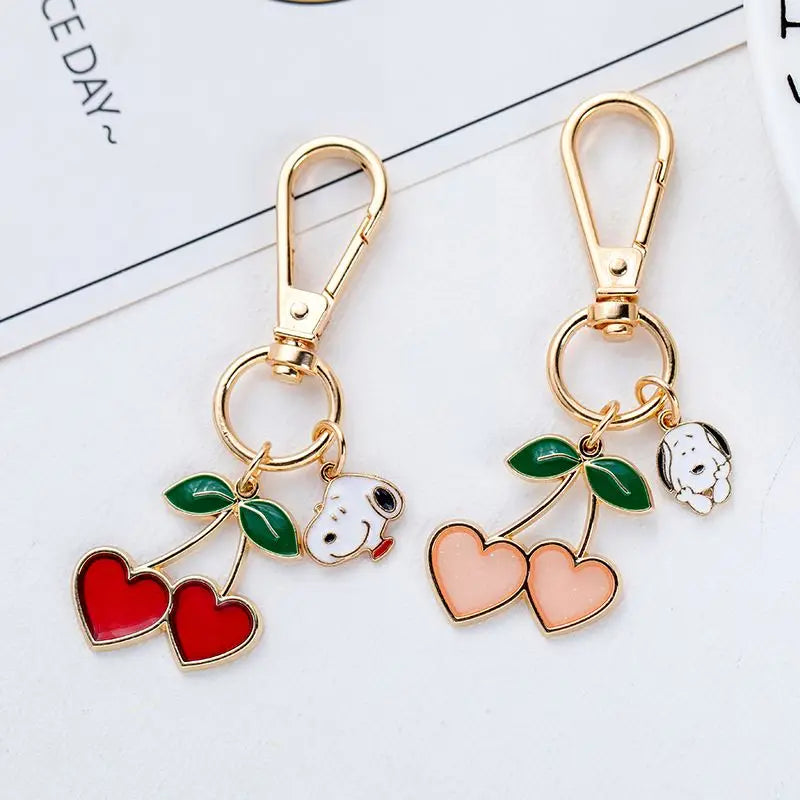 Wholesale Factory Enamel Metal Dog Cherry Keychain Keyring Can Be Customized