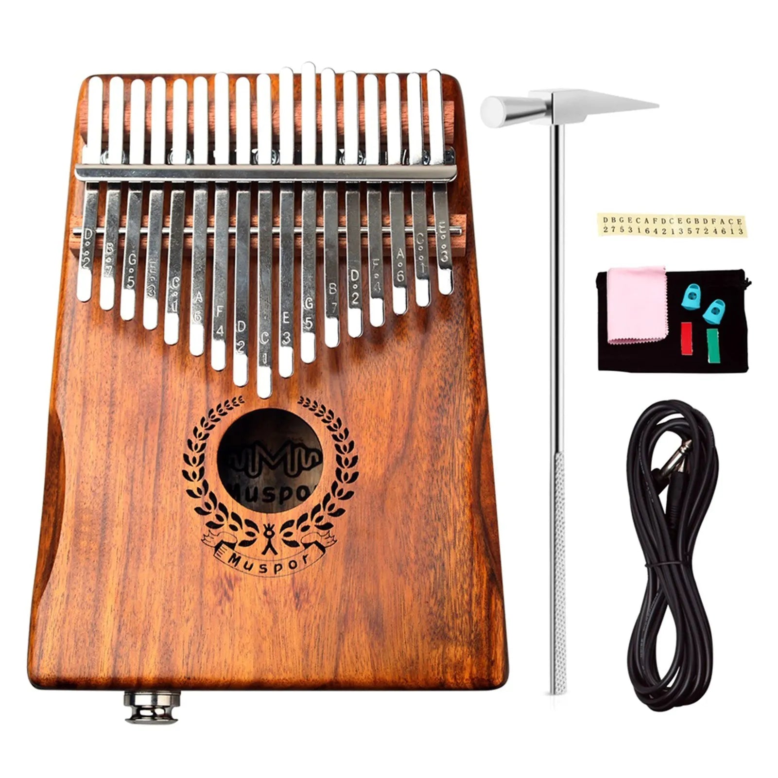 Kalimba Thumb Piano 17 Keys Finger Piano Instrument Portable with Audio Cable & Storage Bag Portable for Music Player Kis Adults
