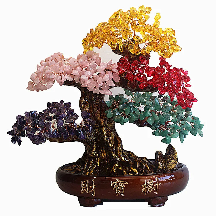 Money Tree Hot Sale Rose Quartz Tree Chakra Candles Crystals Small Gemstone Tree