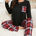 Women's Casual Christmas Theme Plaid Print Pajama Set Long Sleeve Top and Pants All Seasons Thermal Pyjama Sets Women