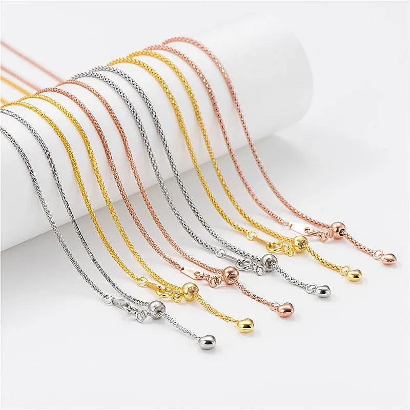 Adjustable 50cm 55cm 60cm 65cm 925 Sterling Silver Long Sweater Chain for Pendant