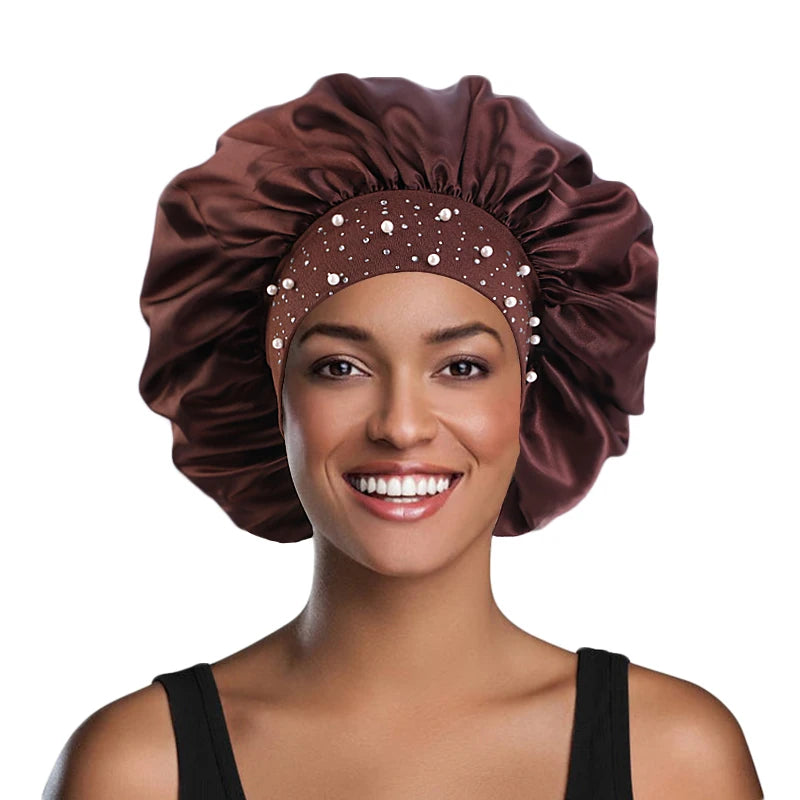 High Quality Satin Bonnet Hair Dress Cap Women Turban Designer Bonnets Sleep Cap Bonnet Cap