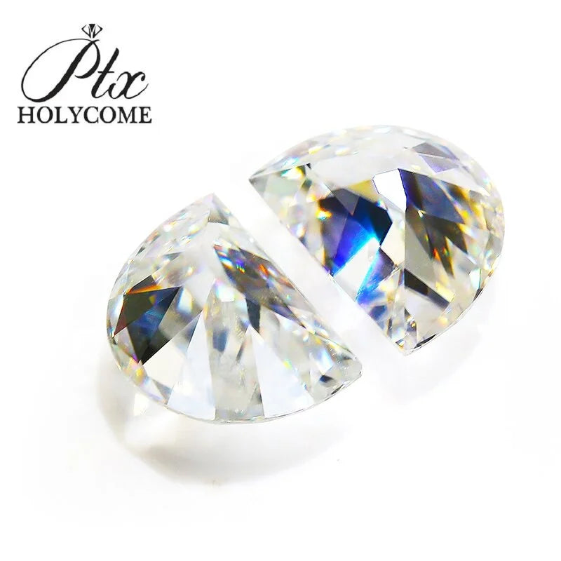 Holycome Wholesale Price White Color Half Moon Cut Brilliant Loose Moissanite Diamond Stone VVS Grade GRA Sparkle Pretty