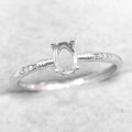 Sterling Silver 4*6mm Semi Mount Ring Frame Empty Blank Support Claw Setting S925 Base Holder Without Center Stone for DIY Inlay