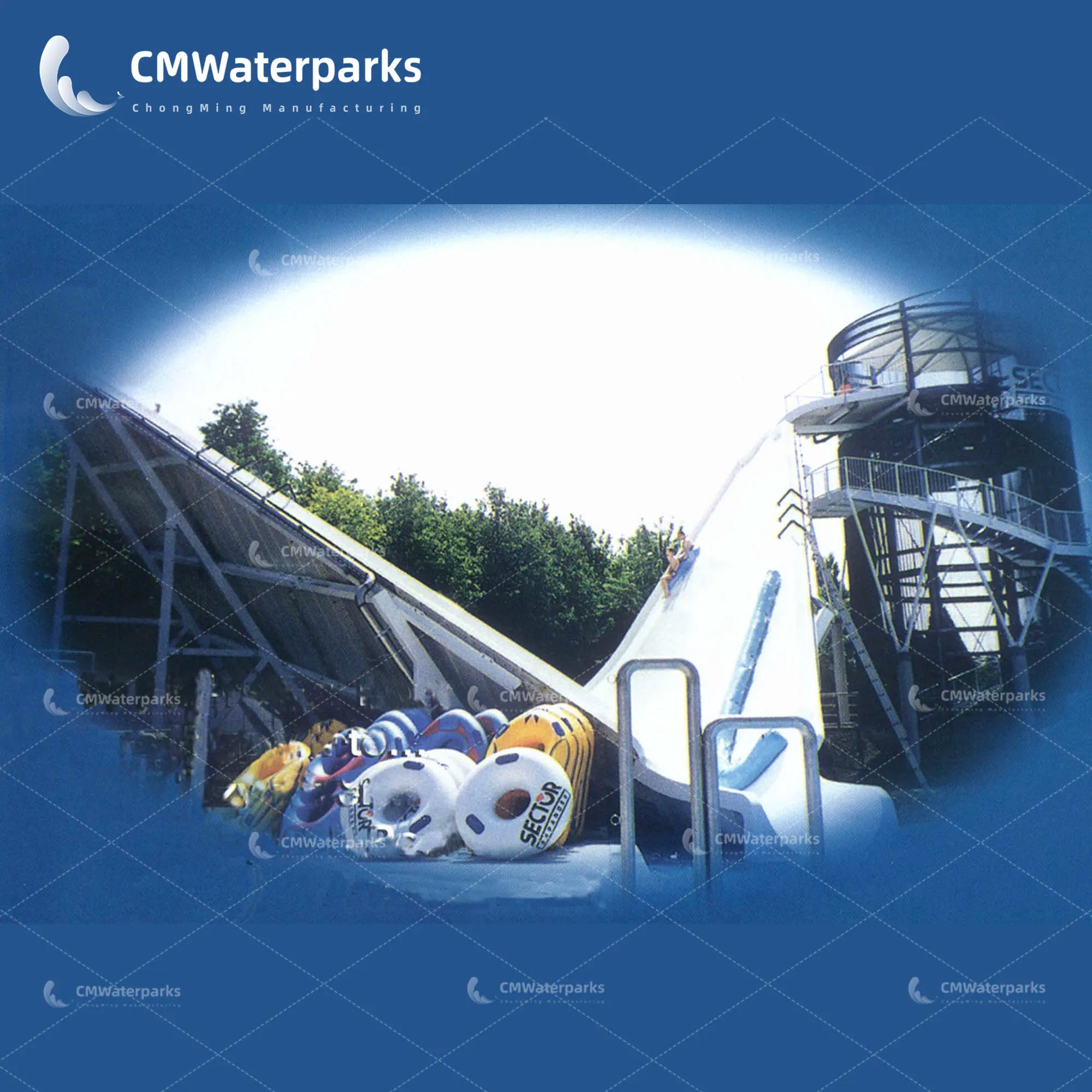 Hot Sale Fiberglass Boomerango Water Slide Water Park Equipment