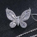Elegant Sparkling CZ Crystal Small Butterfly Pendant Necklace Clear Cubic Zirconia Butterfly Necklace