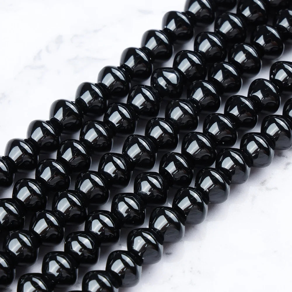 Wholesale A+ Natural Black Agate Rondelle Beads 5*8mm 8*10mm Loose Gemstone Beads Crystal and Crystal Beads for Jewelry Making