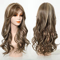 MONO Lace Front Synthetic Hair Wig Long Wavy Brown Blonde Monofilament Lace Wigs with Bangs for Women Daily Heat Resistant
