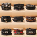 Wholesale Tribal Wood Beads Ethnic Adjustable Woven Cuff Wrap Braided Leather Bracelets for Men Women Bangles
