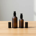 Frost Amber Glass Essential Oil Bottles 10ml-100ml (50ml/30ml) with Pump Sprayer Diffuser Ready Screen Printed
