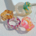 Korean Retro Style Women's Index Finger Ring Acrylic Resin Acetic Acid Open Ring Princess Cut Contrast Color Inspiration Parties