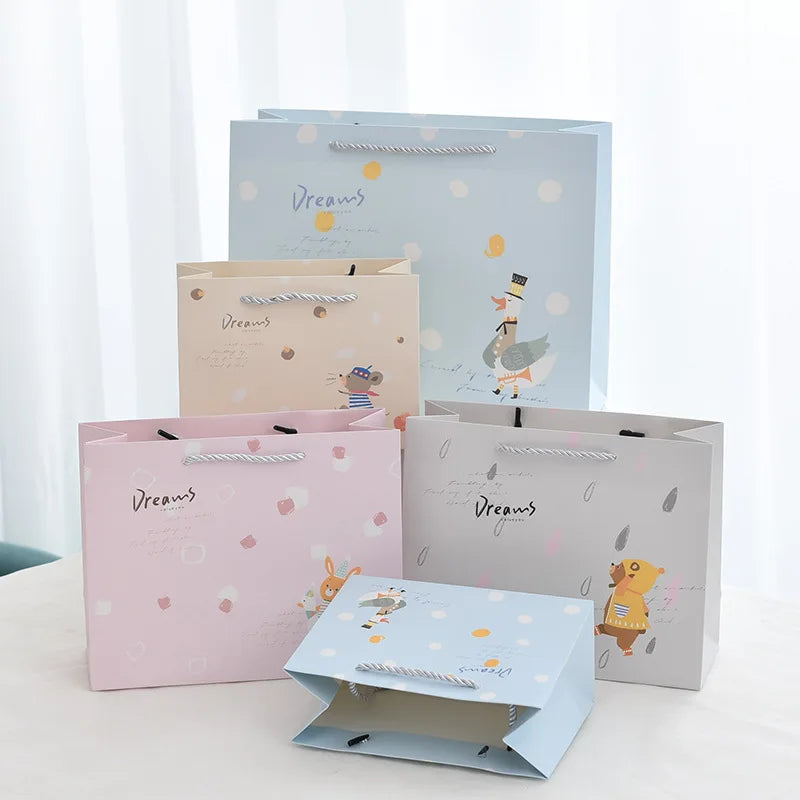 Hot-selling Cartoon Cute Puppy Tote Bag Children's Holiday Shopping Toy Clothing White Cardboard Paper Bag With Handles