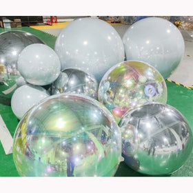 Giant Event White Inflatable Advertising Mirror Ball Balloon Customizable Color Size Logo Printing Professional Tailor Heat