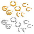 Multi Style Geometric Carved Stainless Steel 18K Gold Plated Spiral Bamboo Textured C Shape Earrings for Women Party Daily Wear