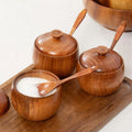 Kitchen Wooden Salt Box Spice Jar Sugar Bowl Pepper Box Salt Seasoning Container Storage Box with Lid