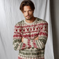 Men's Soft Cotton Blend Fair Isle Knit Christmas Sweater Classic Pullover with Breathable Snowflake Reindeer Patterns for Winter
