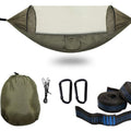WOQI  Outdoor Nylon Camping Pop up Auto Hammock with Mosquito Bug Net Garden Hammock Swing