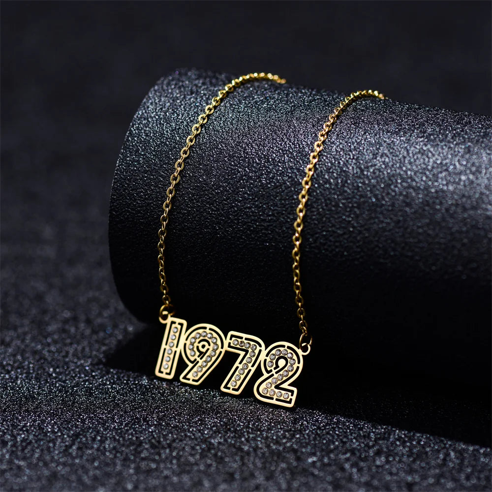 Minimalist and Personalized Design with Zircon Year Pendant Trendy and Fashionable Birthday Digital Necklace