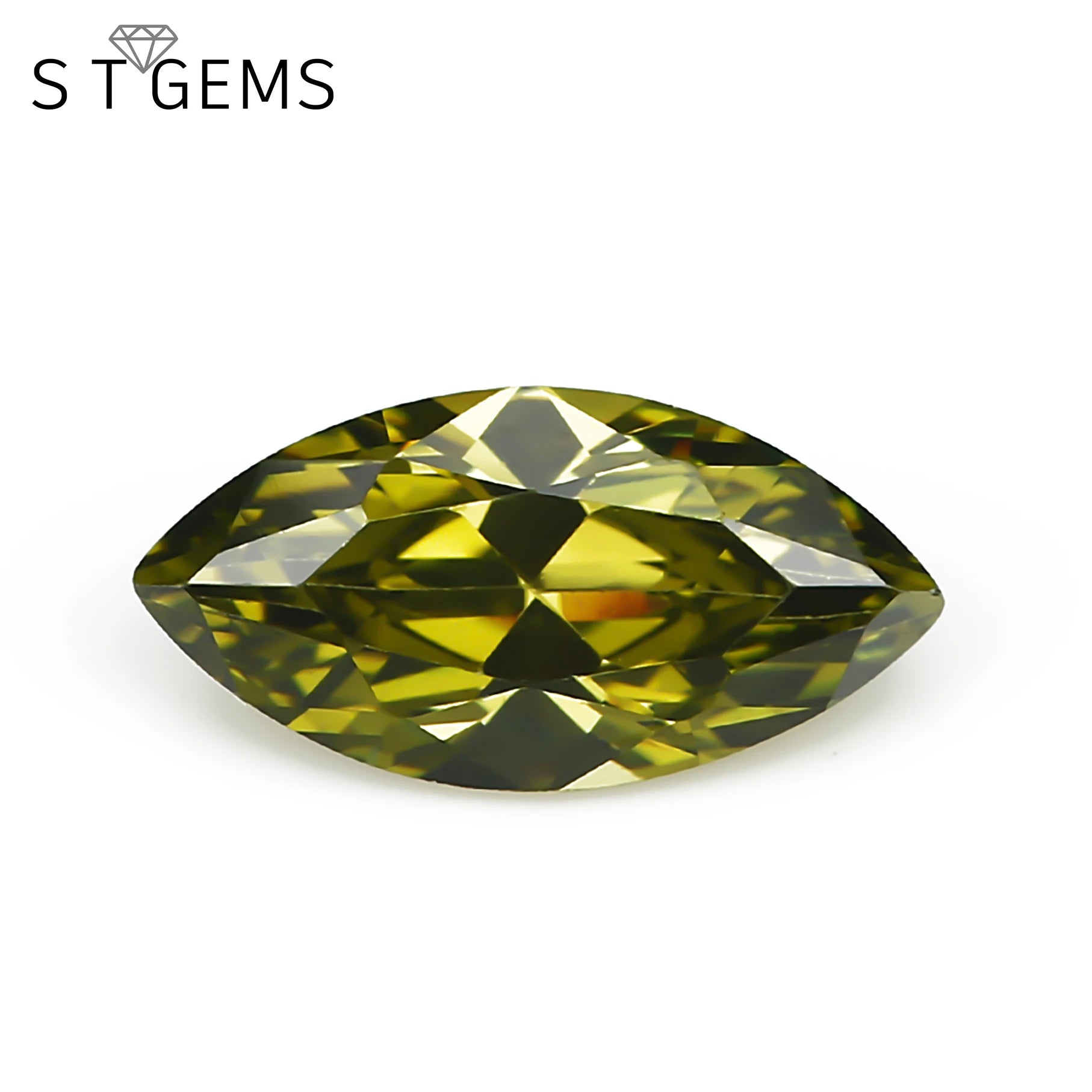 Ready to Ship 100 Pcs Quality Marquise Cut Loose Gemstone CZ Olive Green Cutting Cubic Zirconia Stones