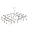 Clothespin Rack Folding Laundry Drying Rack Hanger Laundry Folding Socks Hangers and Stainless Steel with 52 Pegs Hooks & Rails
