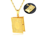 New Trendy Book Locket Pendant Necklace Anniversary Gold Plated Necklace Picture Necklace for Women Girlfriend Boyfriend