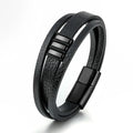 New Fashion Original Handmade Multilayer Men's Genuine Leather Braided Stainless Steel Bracelet Antique Silver Plated Ball Shape