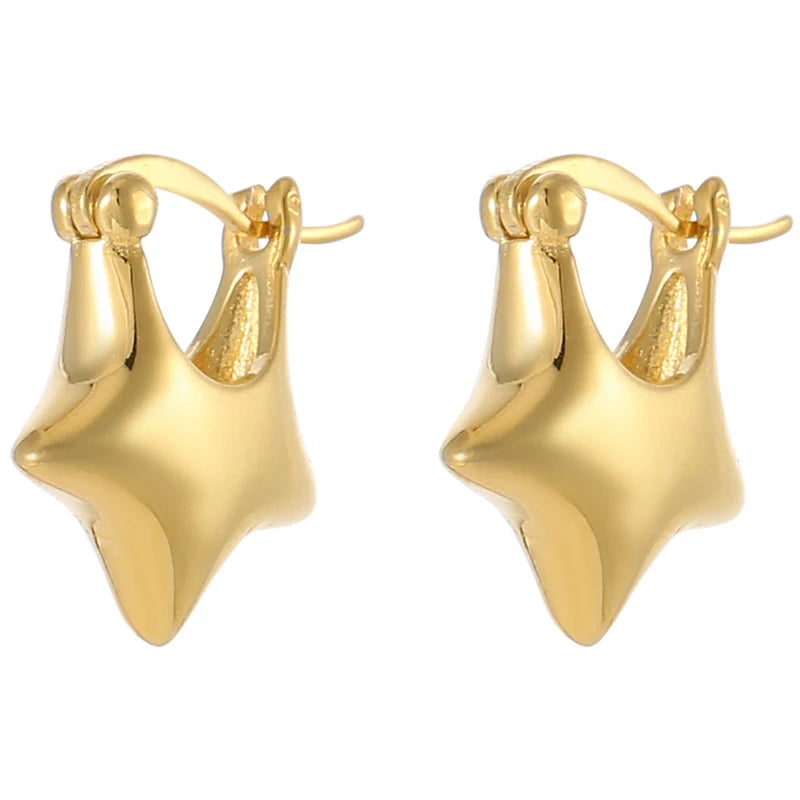 Hot Selling 925 Sterling Silver Gold Plated Star Hoop Earring for Women