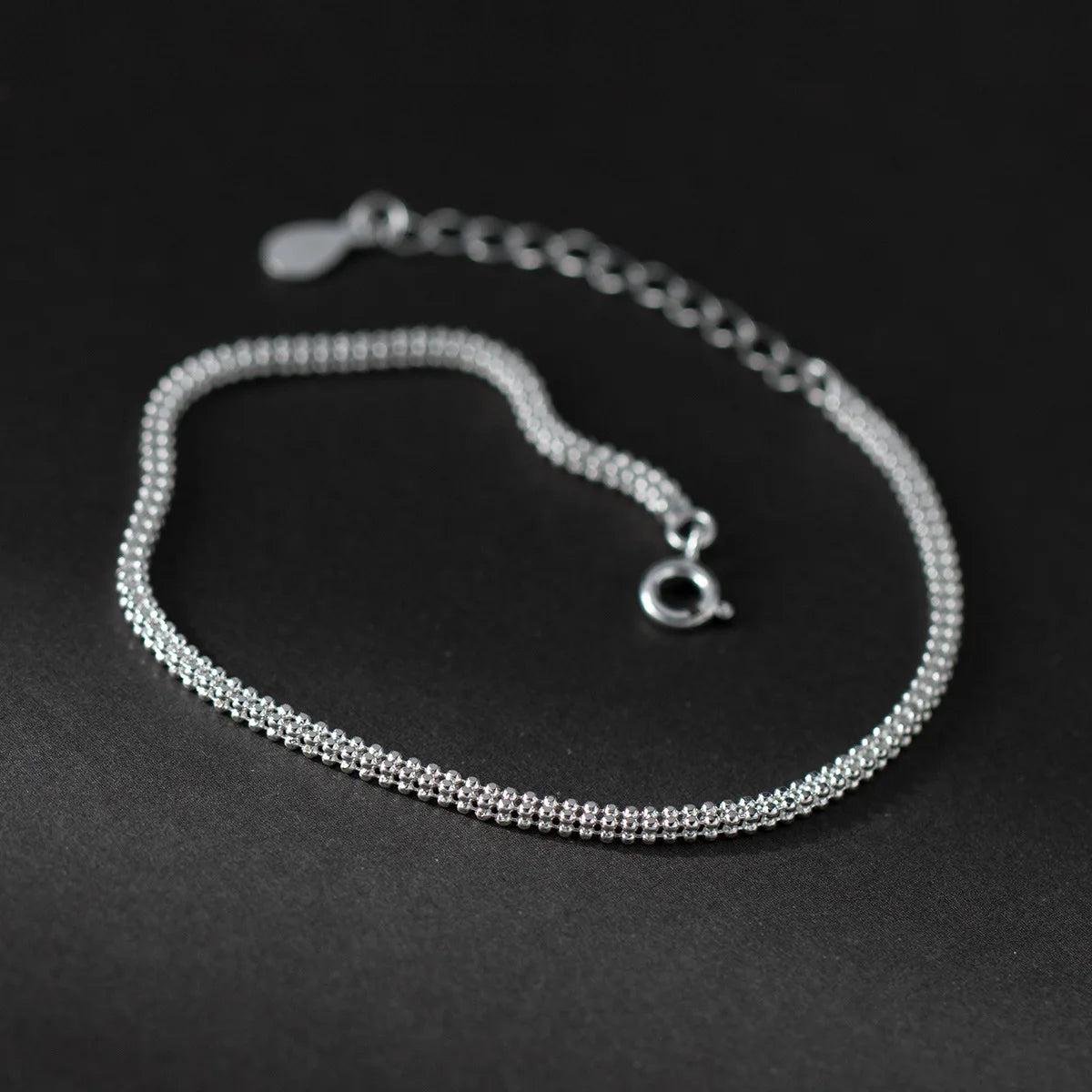 Wholesale 925 Sterling Silver Bracelet for Men and Women Simple Double Row Beads Chain with Gold Plating Fine Jewelry