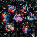 Customizable 16mm RPG Black Game Dice Set Fire Ice Liquid Design Box Resin D20 Shape Includes Custom Logo-Sharp Edge D&D Set