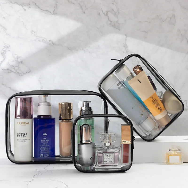 2022 Wholesale Fashion Pvc 3pcs Cosmetic Bag Transparent Waterproof Make up Bag Portable Travel with Multifunctional Wash Bag