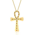Classic Cross Style Pendant Necklace for Women New Design Cute Female Crystal Zircon Colorful Choker Stainless Steel Letter