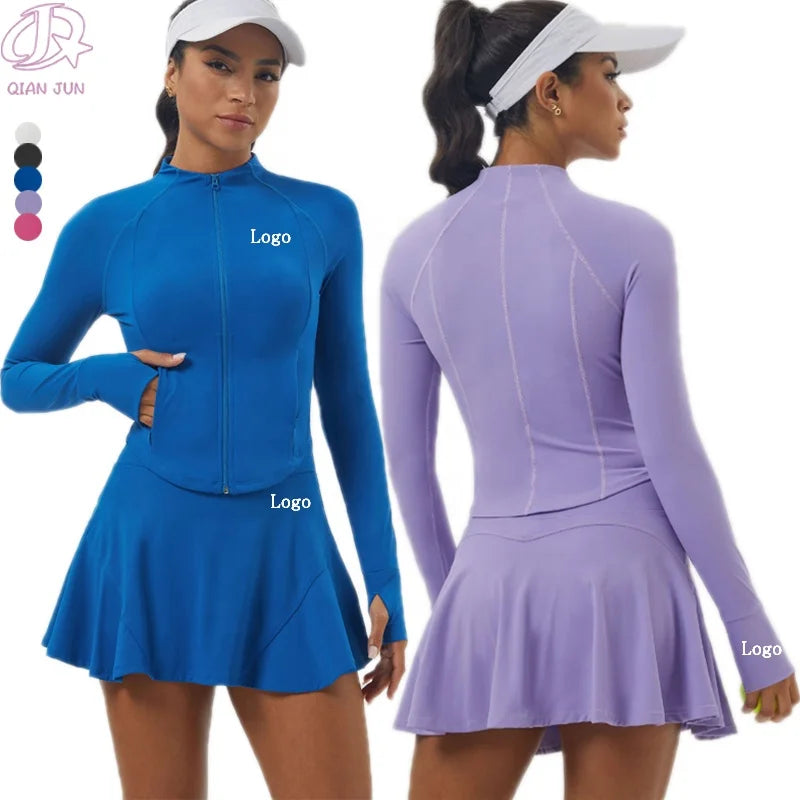Women's Customizable Logo Tennis Sports Jacket Set Breathable High Elasticity 2-Piece Quick Dry Recyclable Sports Suit