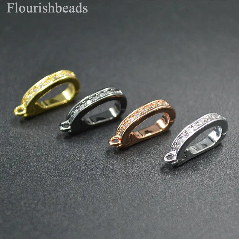 CZ Paved Pendant Bail Hook Shape Clasps Jewelry Charm Connectors & Accessories