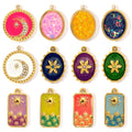 Hongtong AC-136 Stainless Steel Vintage Tarot Shiny Zircon Rectangle DIY Making Jewelry Charms Hot Sale Wholesale Pendants