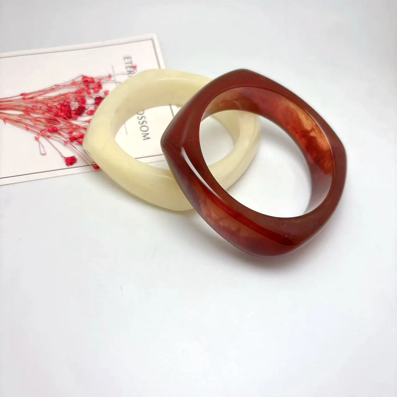 Meetyoo Wholesale Geometric Resin Bracelet for Girls Wearing Bracelets Irregular Shaped Square Tortoiseshell Colored Jewelry