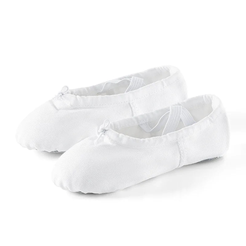 Colorful Tan Ballerina Slippers Flats Ballet White Canvas Ballet Shoes Dance for Women and Girls Kids