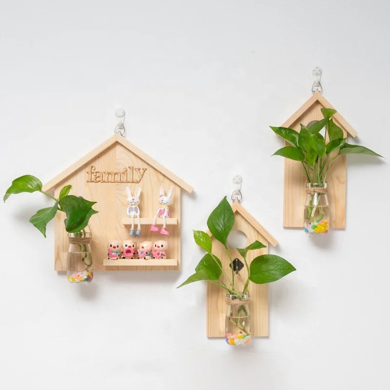 Scandinavian Modern Glass Hydroponic Vase Transparent for Spring Festival Decorations-Hanging Wall Vase for Bedroom Living Room
