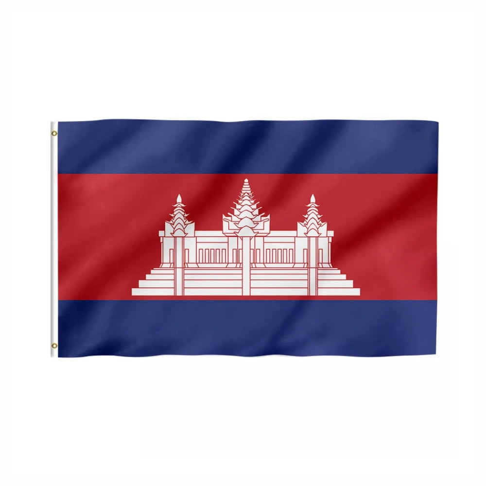 China Maker Outdoor All Countries Flags 3X5 Cambodia Flag Custom Marking