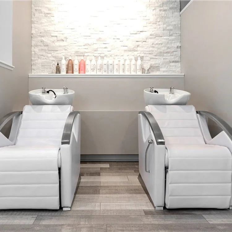 Backwash Hair Washing Chair Salon Furniture White Shampoo Bed Chair