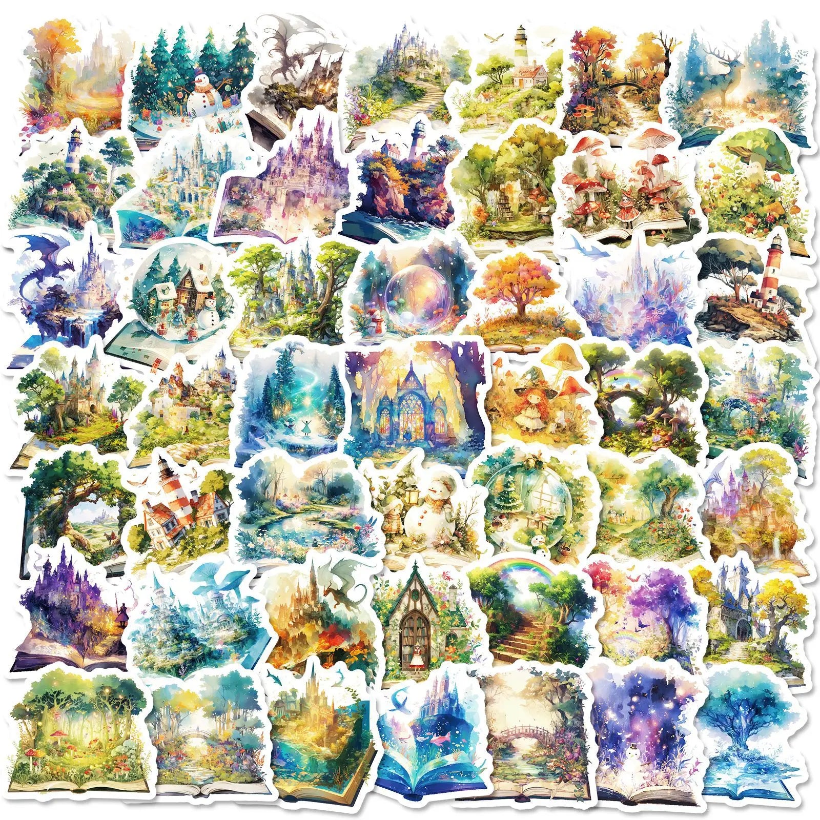 50 Pcs Cute Magic Book PVC high-quality durable stickers for laptop draw bar box handbag cupboard suitcase and books