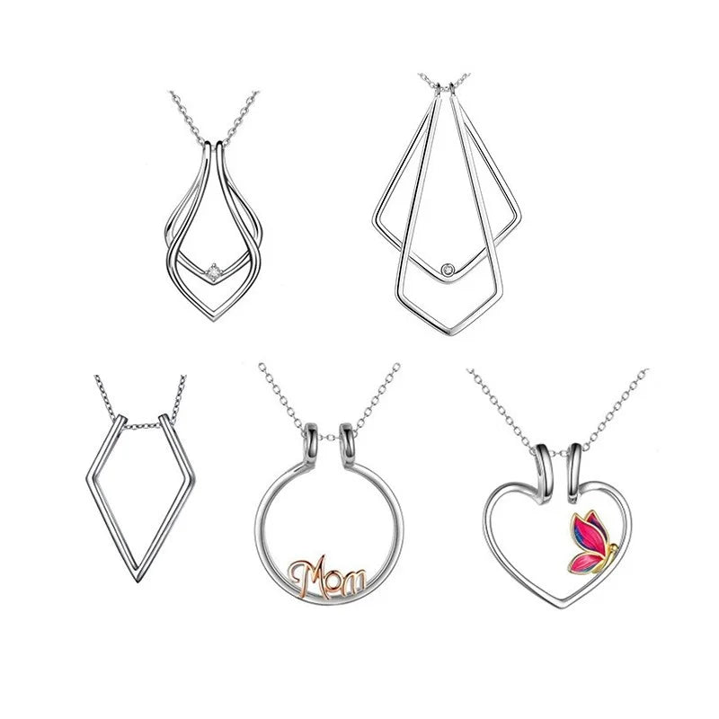 Wholesale Temperament Heart Gifts Creative Pendant Line Necklace Personality Ring Holder Necklace Gifts for Women