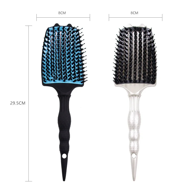 Ionic Boar Bristle Comb Anti-Static Horn Large Curved Styling Massage Hairdressing Skeleton Smooth Arc-Shaped Curly Hair Brush