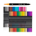 Permanent Plastic Brush Pen Colored Pen Fine Point Art Marker Brush Highlighter 24 Colors Toe Brush Tip 2mm Writing Width for