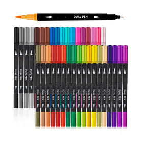 Permanent Plastic Brush Pen Colored Pen Fine Point Art Marker Brush Highlighter 24 Colors Toe Brush Tip 2mm Writing Width for