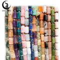 Zhe Ying 8*11mm Gemstone Cylinder Beads Bracelet Natural Straight Hole Loose Beads Faceted Cylinder Beads for Jewelry Making
