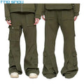 Men's Custom Logo Street Wear Baggy Jeans Casual Work Trousers with Multi-Pocket Denim Cargo Pants Mid Waist