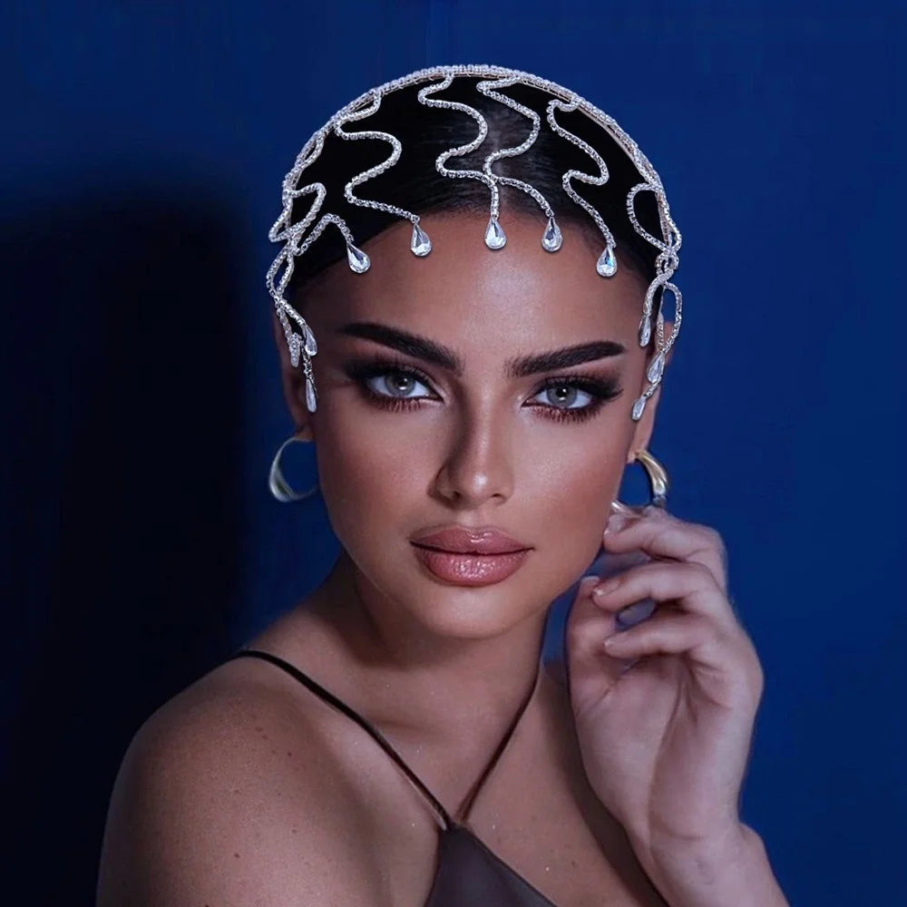 Bridal Headband Rhinestone Wedding Headbands Crystal Forehead Hair Chain Alloy Wedding Bridal Hair Accessories