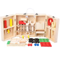 Portable Wooden Simulation Toolbox Set Toys Solid Wooden Repair Tools Educational Toy for Kids