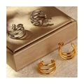 2025 Trend Jewelry Waterproof Stainless Steel Hip Hop Chunky Double Circle Gold Stud Earrings for Woman Gift