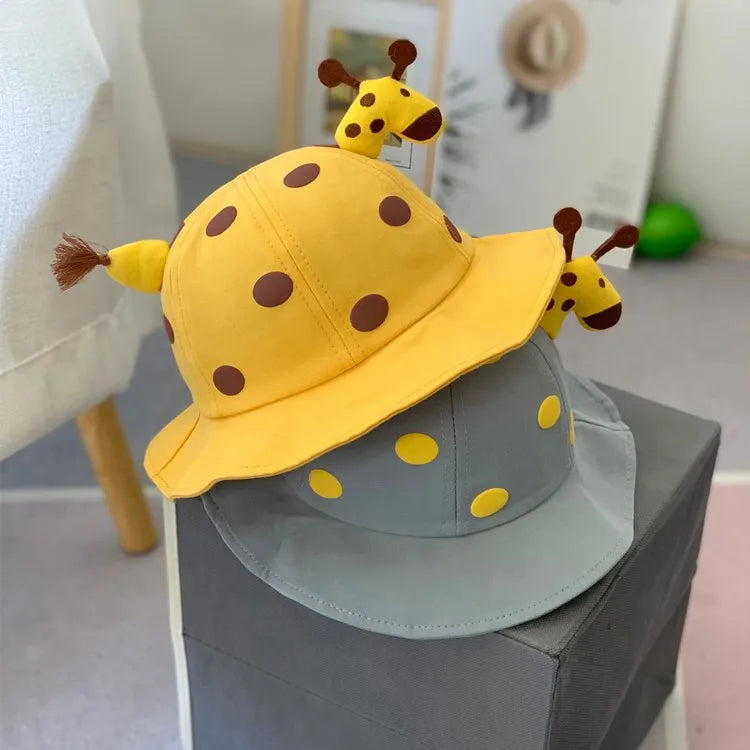 Cheap High Quality Soft Cotton 48-50cm Sun Cartoon Dot Giraffe 10-24 Months Baby Kids Daily Travel Casual Bucket Hat Custom